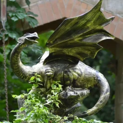 Statues & Sculptures Dragons^Mystical Dragon 100cm Bronze Metal Garden Statue