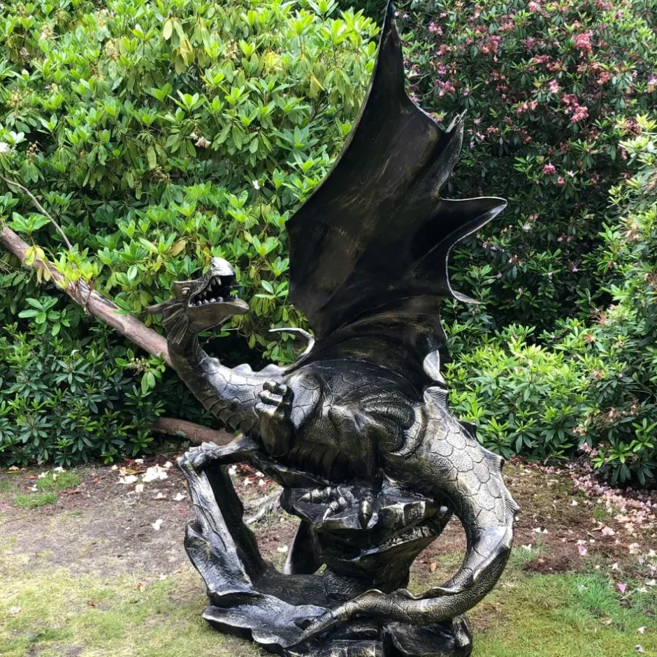 Statues & Sculptures Dragons^Mystical Dragon 232cm Bronze Metal Garden Statue