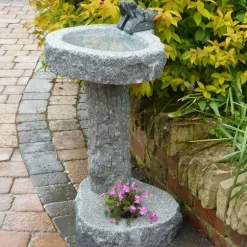 Statues & Sculptures Bird Baths^Natural Granite Stone Garden Birdbath