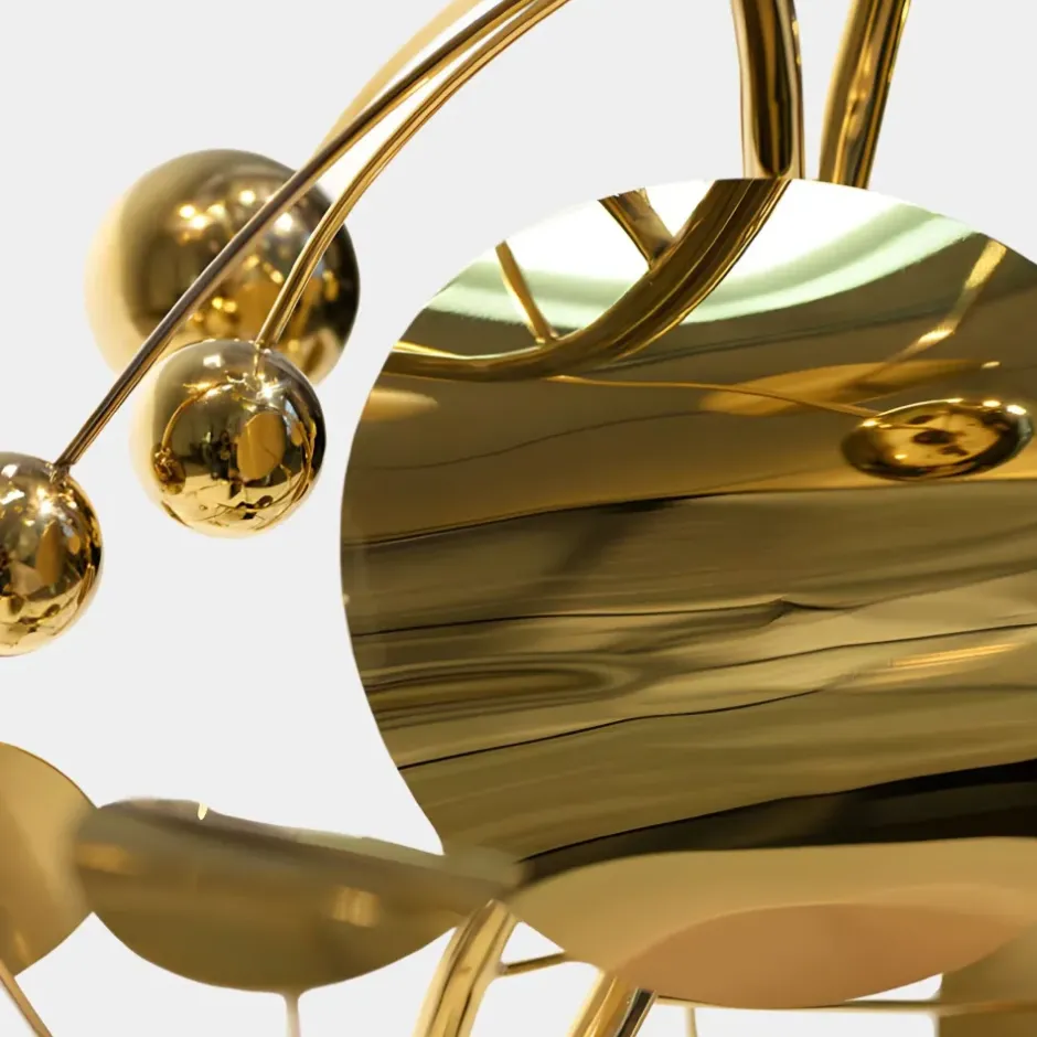 Statues & Sculptures Floor Standing|Abstract^Nebular Bloom 103cm Gold Metal Indoor Sculpture