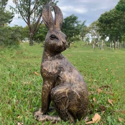Statues & Sculptures Wildlife^Noble Hare 62cm Bronze Resin Garden Ornament