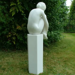 Statues & Sculptures Modern^Nude Melina on Column Marble Garden Statue