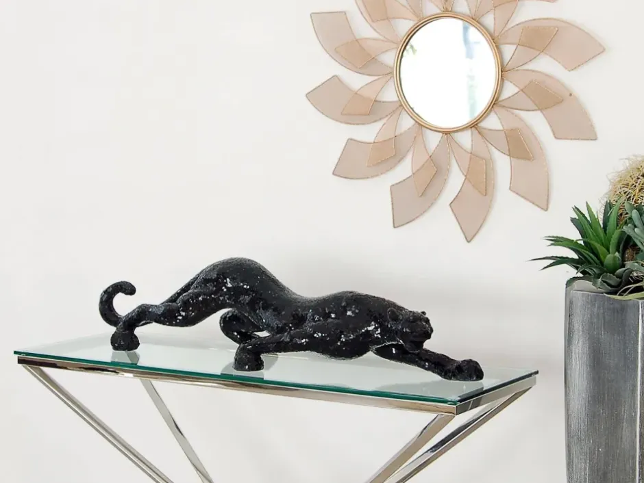 Statues & Sculptures Table Top|Animals^Obsidian Panther 24cm Black Resin Indoor Sculpture
