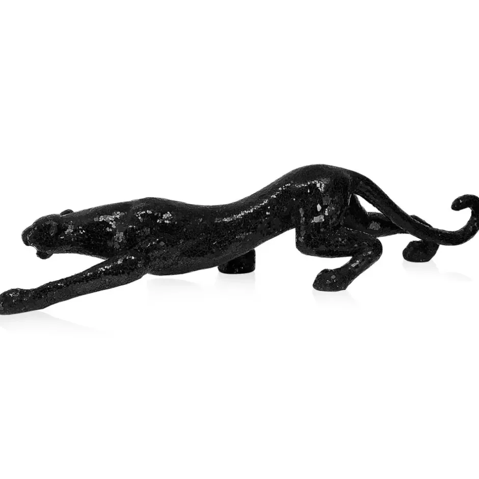 Statues & Sculptures Table Top|Animals^Obsidian Panther 24cm Black Resin Indoor Sculpture