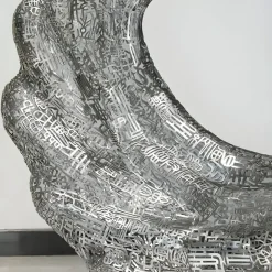 Statues & Sculptures Floor Standing|Abstract^Oceanic Wave 117cm Silver Metal Indoor Sculpture
