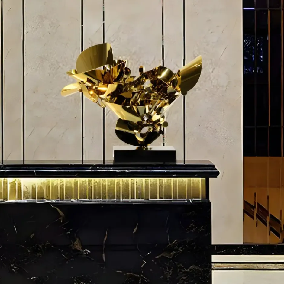 Statues & Sculptures Table Top|Abstract^Opal Bloom 53cm Gold Metal Indoor Sculpture