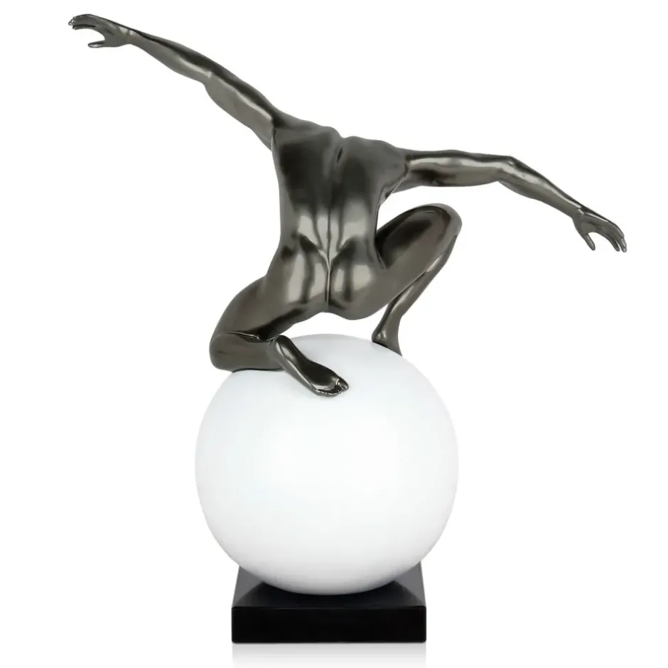 Statues & Sculptures Figurative|Table Top^Orbital Balance 47cm Anthracite Resin Indoor Sculpture