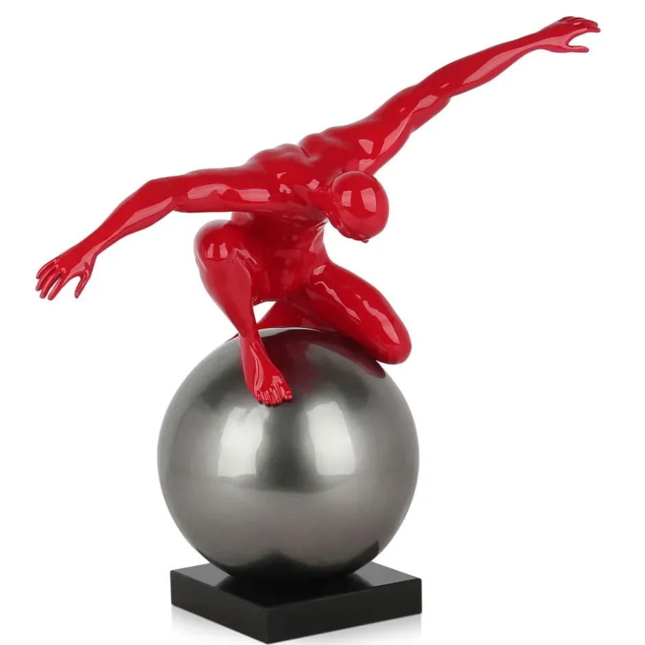 Statues & Sculptures Figurative|Table Top^Orbital Balance 47cm Red Resin Indoor Sculpture