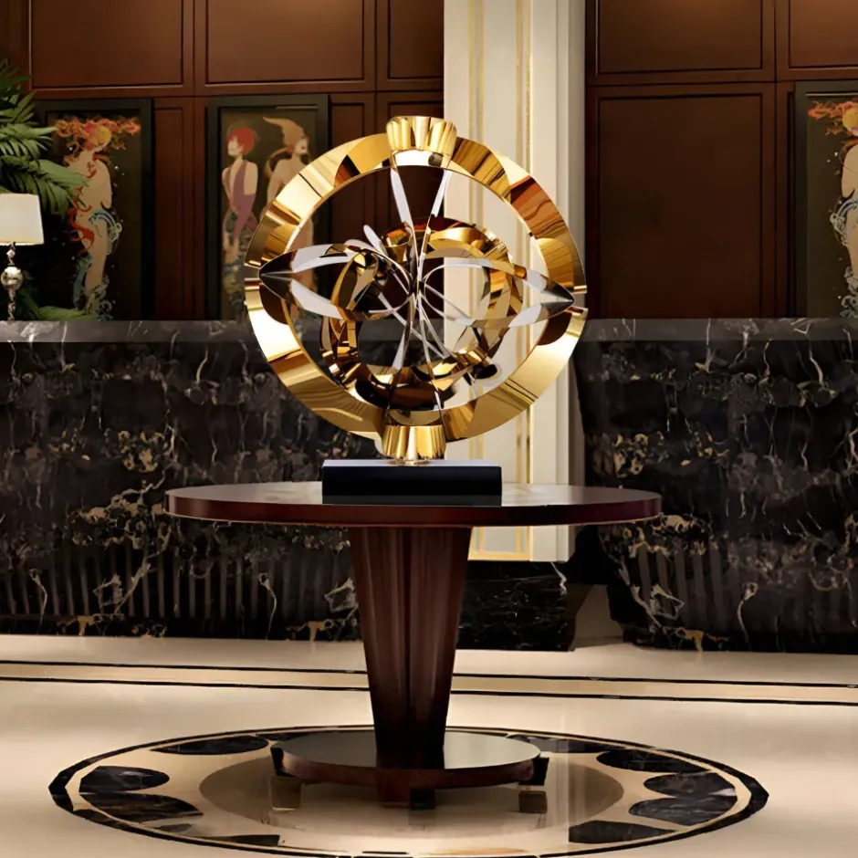 Statues & Sculptures Table Top|Abstract^Orbital Chaos 65cm Copper Metal Indoor Sculpture