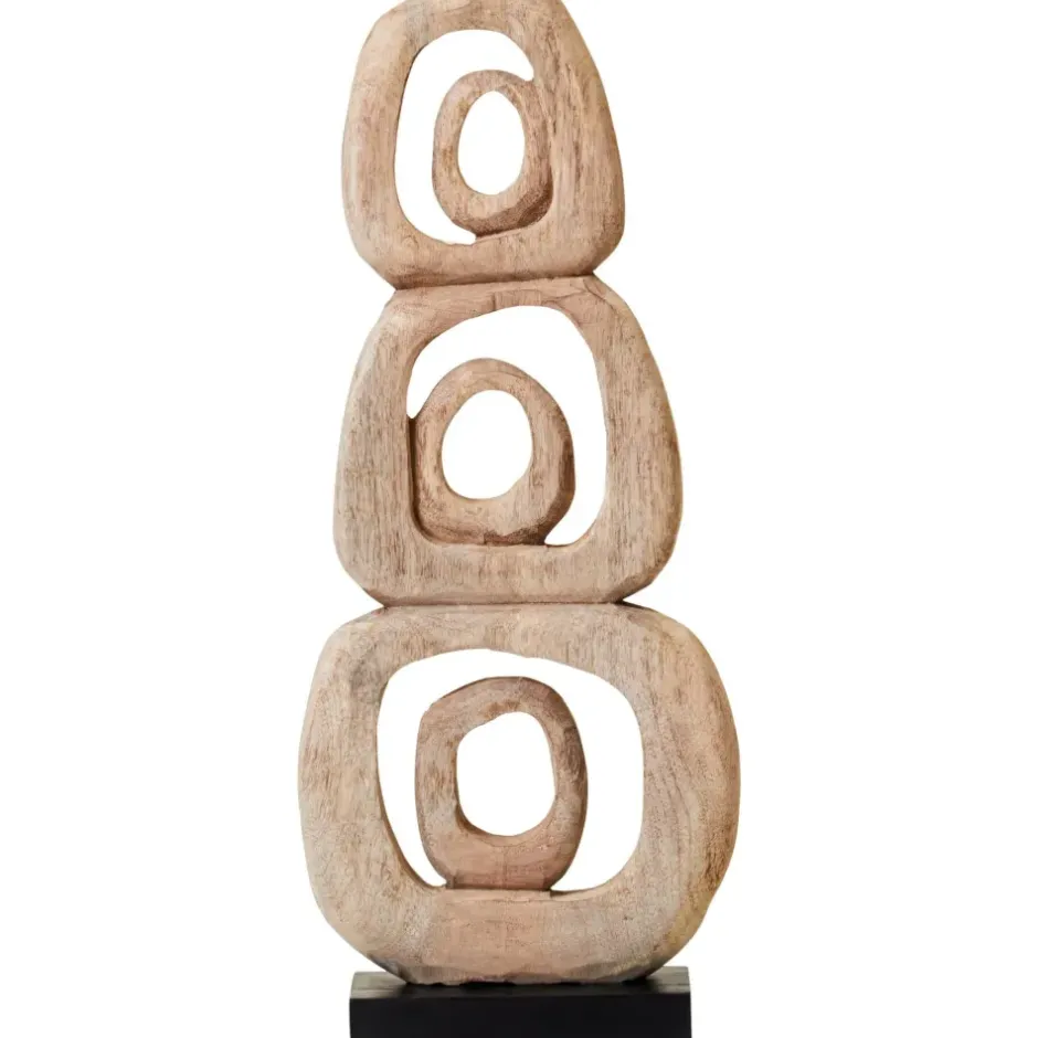 Statues & Sculptures Table Top|Abstract^Orbital Elegance 57cm Wood Indoor Sculpture