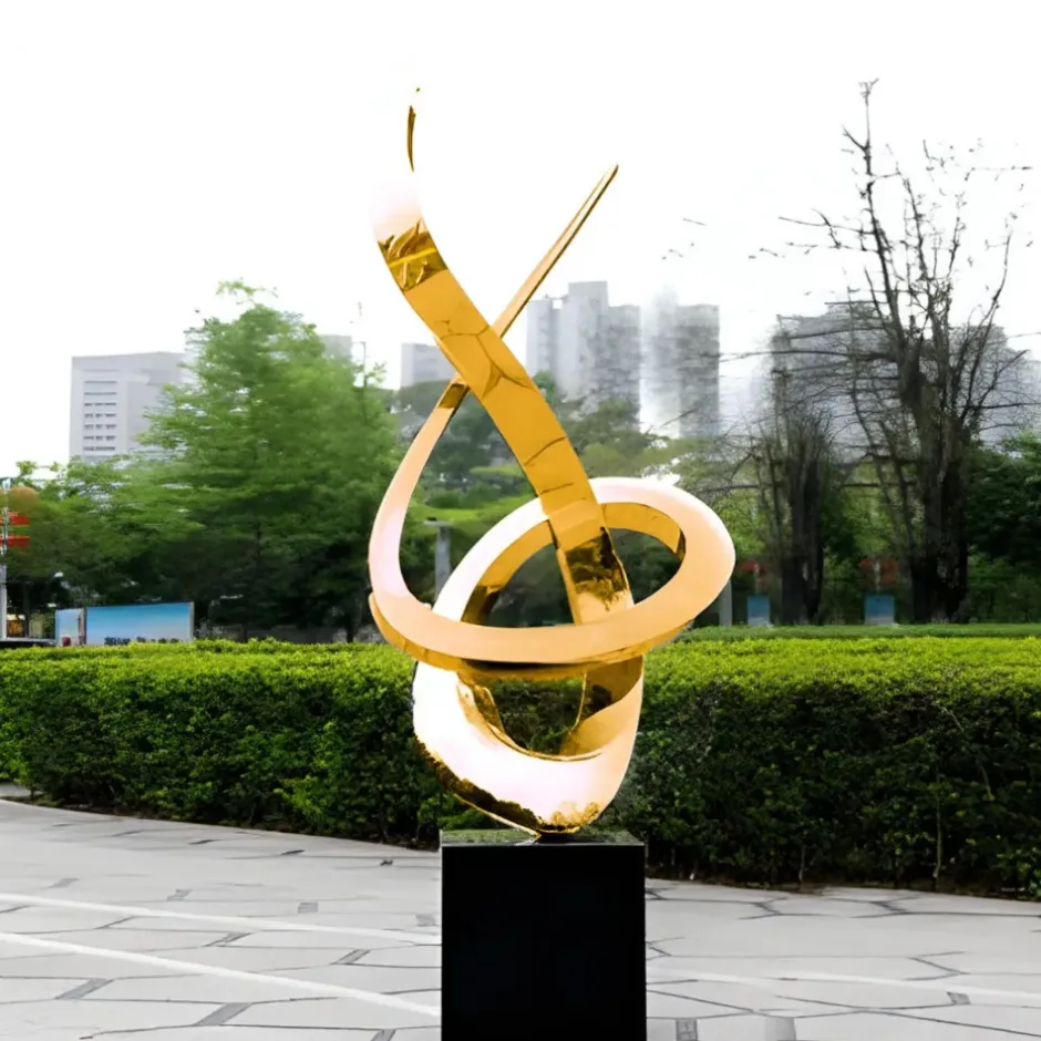 Statues & Sculptures Contemporary|Contemporary^Orbital Motion 250cm Gold Metal Garden Sculpture