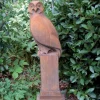 Statues & Sculptures Owls^Owl Modern Stone Garden Statue (Rust)