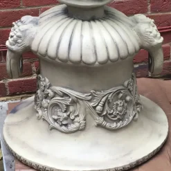 Statues & Sculptures Large|Round^Pair of Grecian Stone Garden Planter Urns on Pedestals