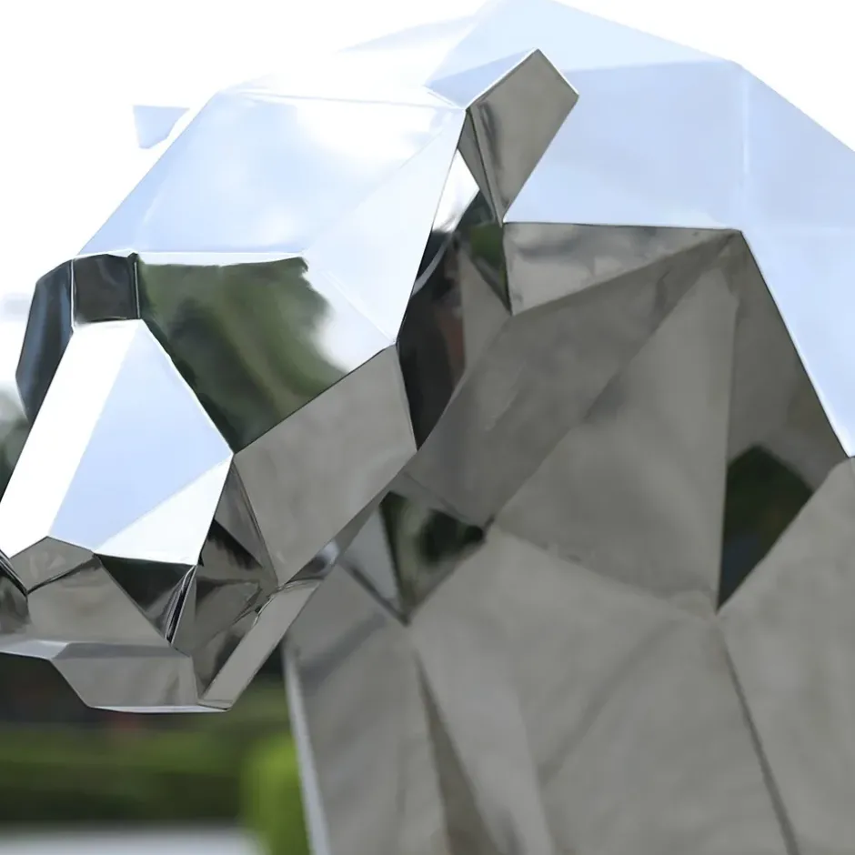 Statues & Sculptures Low Poly|Animals^Panther 87cm Geometric Metal Garden Sculpture