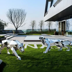 Statues & Sculptures Low Poly|Animals^Panther 71cm Geometric Metal Garden Sculpture