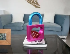 Statues & Sculptures Table Top|Contemporary^Passion Padlock 38cm Pink Resin Indoor Sculpture