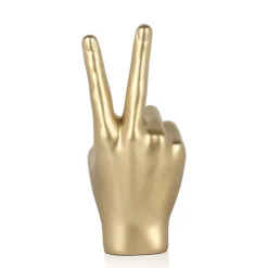 Statues & Sculptures Table Top|Contemporary^Peace Hand 28cm Gold Resin Indoor Sculpture