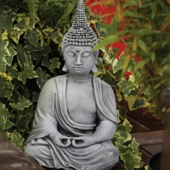 Statues & Sculptures Buddha^Pearl Hat Thai Stone Buddha Garden Ornament