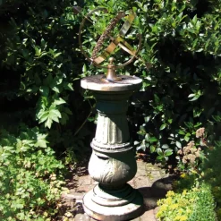 Statues & Sculptures Armillary Sundials^Pedestal Armillary 133cm Stone Garden Sundial