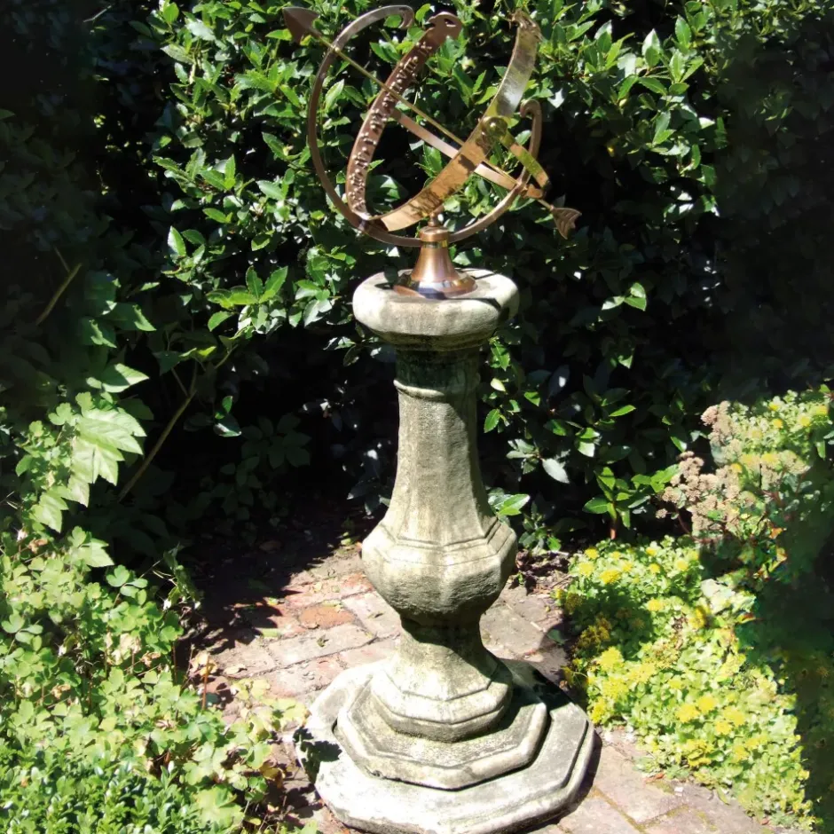 Statues & Sculptures Armillary Sundials^Pedestal Grand Armillary Stone Garden Sundial