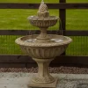 Statues & Sculptures Water Features^Pineapple Two Tier Stone Fountain Garden Water Feature