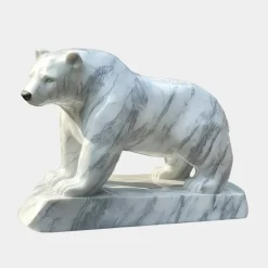 Statues & Sculptures Wildlife|Contemporary^Polar Bear 50cm White Marble Garden Statue v1