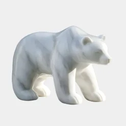 Statues & Sculptures Wildlife|Contemporary^Polar Bear 50cm White Marble Garden Statue v3