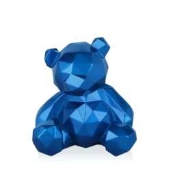 Statues & Sculptures Table Top|Low Poly^Polygon Bear 20cm Blue Resin Indoor Sculpture