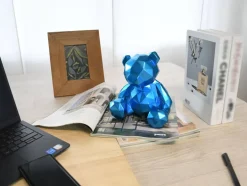 Statues & Sculptures Table Top|Low Poly^Polygon Bear 20cm Blue Resin Indoor Sculpture