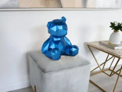 Statues & Sculptures Table Top|Low Poly^Polygon Bear 30cm Blue Resin Indoor Sculpture
