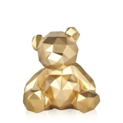 Statues & Sculptures Table Top|Low Poly^Polygon Bear 20cm Gold Resin Indoor Sculpture