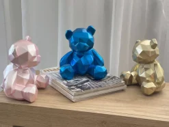 Statues & Sculptures Table Top|Low Poly^Polygon Bear 20cm Gold Resin Indoor Sculpture