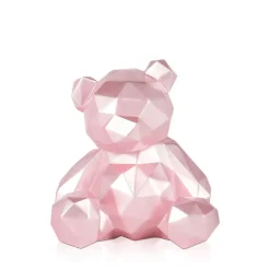 Statues & Sculptures Table Top|Low Poly^Polygon Bear 20cm Pink Resin Indoor Sculpture