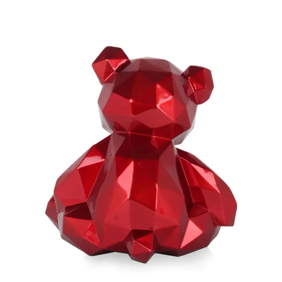 Statues & Sculptures Table Top|Low Poly^Polygon Bear 30cm Red Resin Indoor Sculpture
