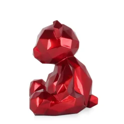 Statues & Sculptures Table Top|Low Poly^Polygon Bear 30cm Red Resin Indoor Sculpture