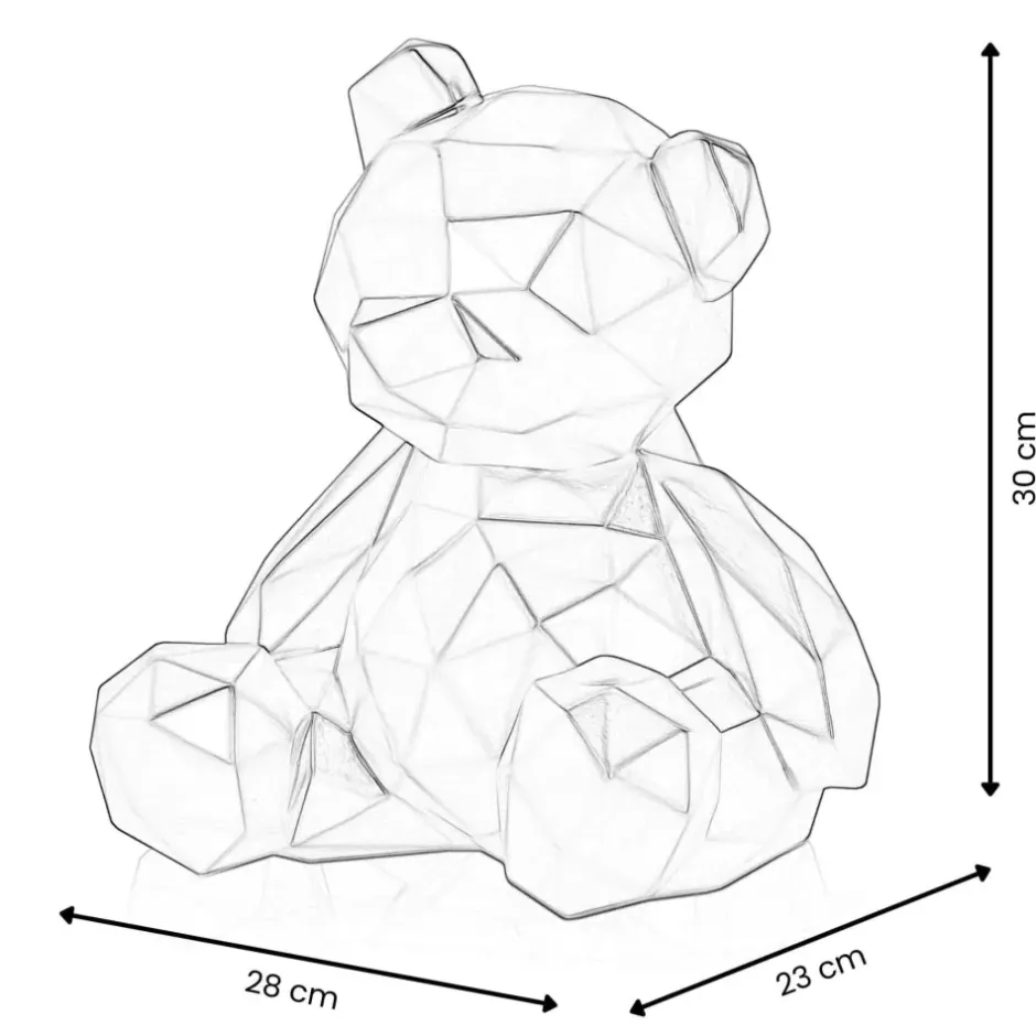 Statues & Sculptures Table Top|Low Poly^Polygon Bear 30cm Silver Resin Indoor Sculpture