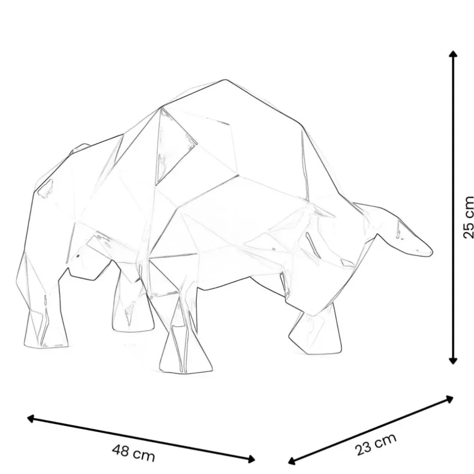 Statues & Sculptures Table Top|Low Poly^Polygon Bull 25cm Abstract Resin Indoor Sculpture