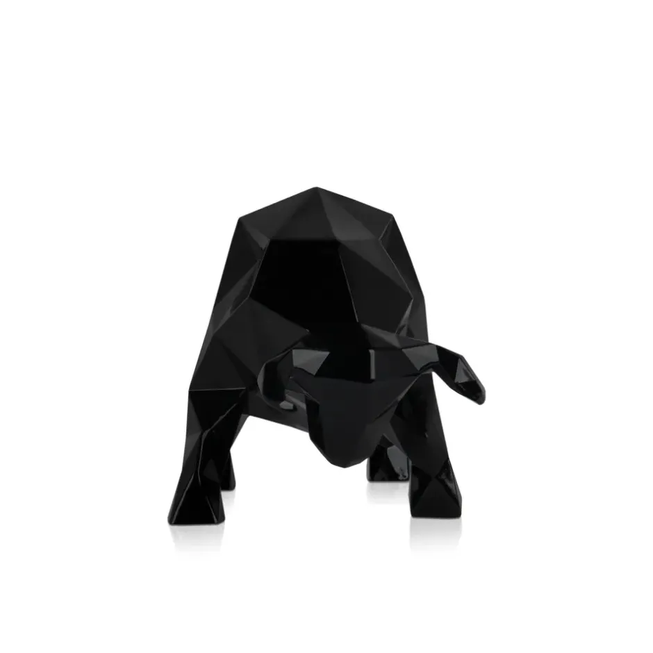 Statues & Sculptures Table Top|Low Poly^Polygon Bull 25cm Black Resin Indoor Sculpture