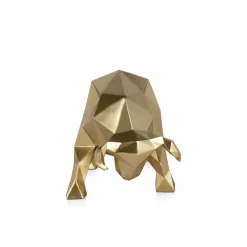 Statues & Sculptures Table Top|Low Poly^Polygon Bull 25cm Gold Resin Indoor Sculpture