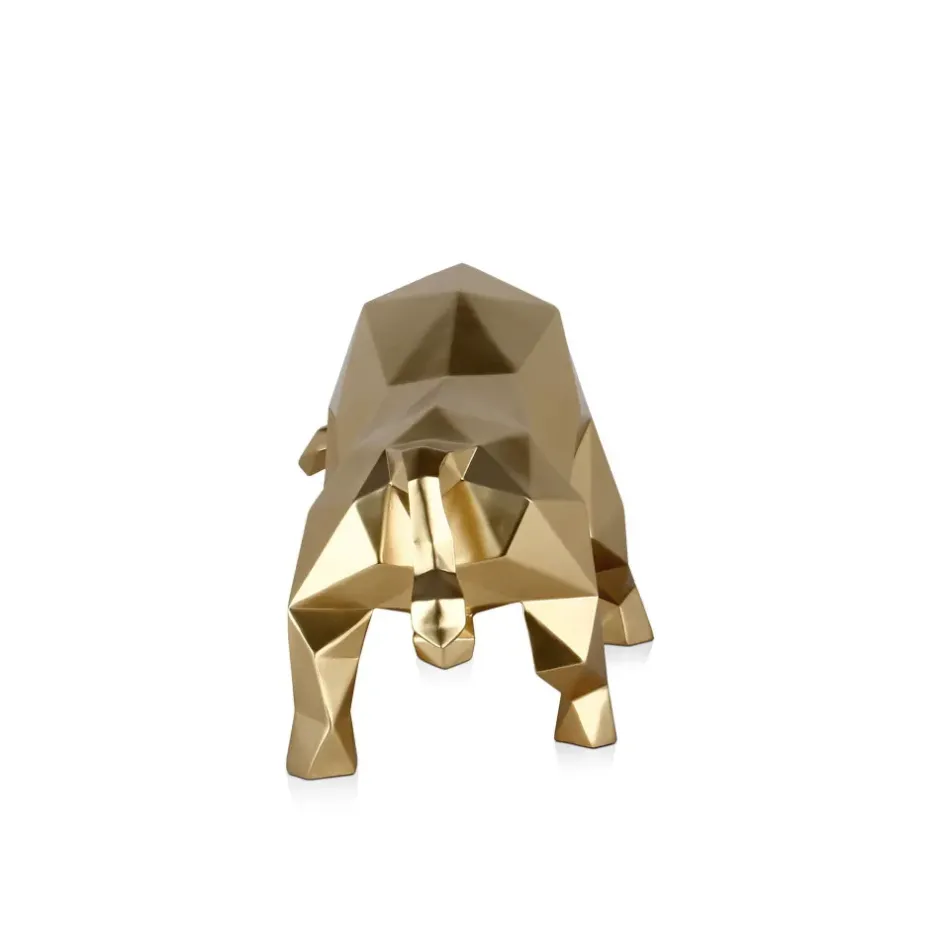 Statues & Sculptures Table Top|Low Poly^Polygon Bull 25cm Gold Resin Indoor Sculpture