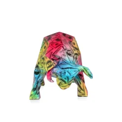 Statues & Sculptures Table Top|Low Poly^Polygon Bull 25cm Multicoloured Resin Indoor Sculpture