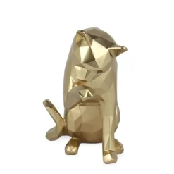 Statues & Sculptures Table Top|Low Poly^Polygon Cat 24cm Gold Resin Indoor Sculpture