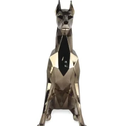 Statues & Sculptures Floor Standing|Low Poly^Polygon Doberman 82cm Gold Resin Indoor Sculpture