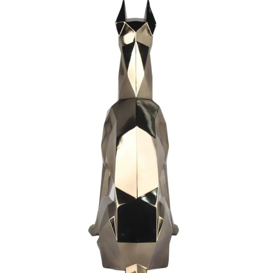 Statues & Sculptures Floor Standing|Low Poly^Polygon Doberman 82cm Gold Resin Indoor Sculpture