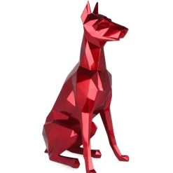 Statues & Sculptures Floor Standing|Low Poly^Polygon Doberman 82cm Red Resin Indoor Sculpture