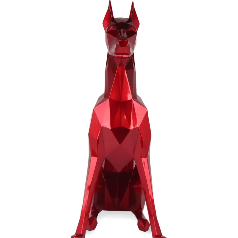 Statues & Sculptures Floor Standing|Low Poly^Polygon Doberman 82cm Red Resin Indoor Sculpture