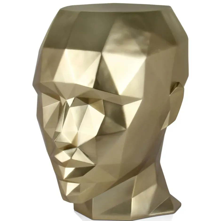 Statues & Sculptures Low Poly|Contemporary^Polygon Female Head 55cm Gold Side Table Sculpture