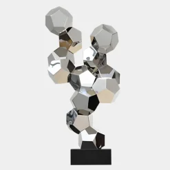 Statues & Sculptures Floor Standing|Low Poly^Polygon Fusion 104cm Silver Metal Indoor Sculpture