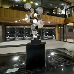 Statues & Sculptures Floor Standing|Low Poly^Polygon Fusion 104cm Silver Metal Indoor Sculpture