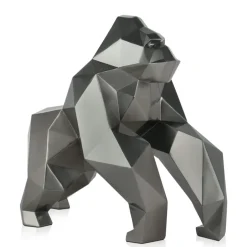 Statues & Sculptures Table Top|Low Poly^Polygon Gorilla 44cm Anthracite Resin Indoor Sculpture